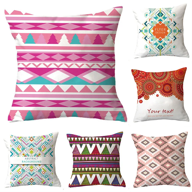 

Bohemian Waterproof Pillowcase Geometric Printed Cushion Cover Home Oil Proof Linen Pillow Cover Sofa Sofa Cushion Case