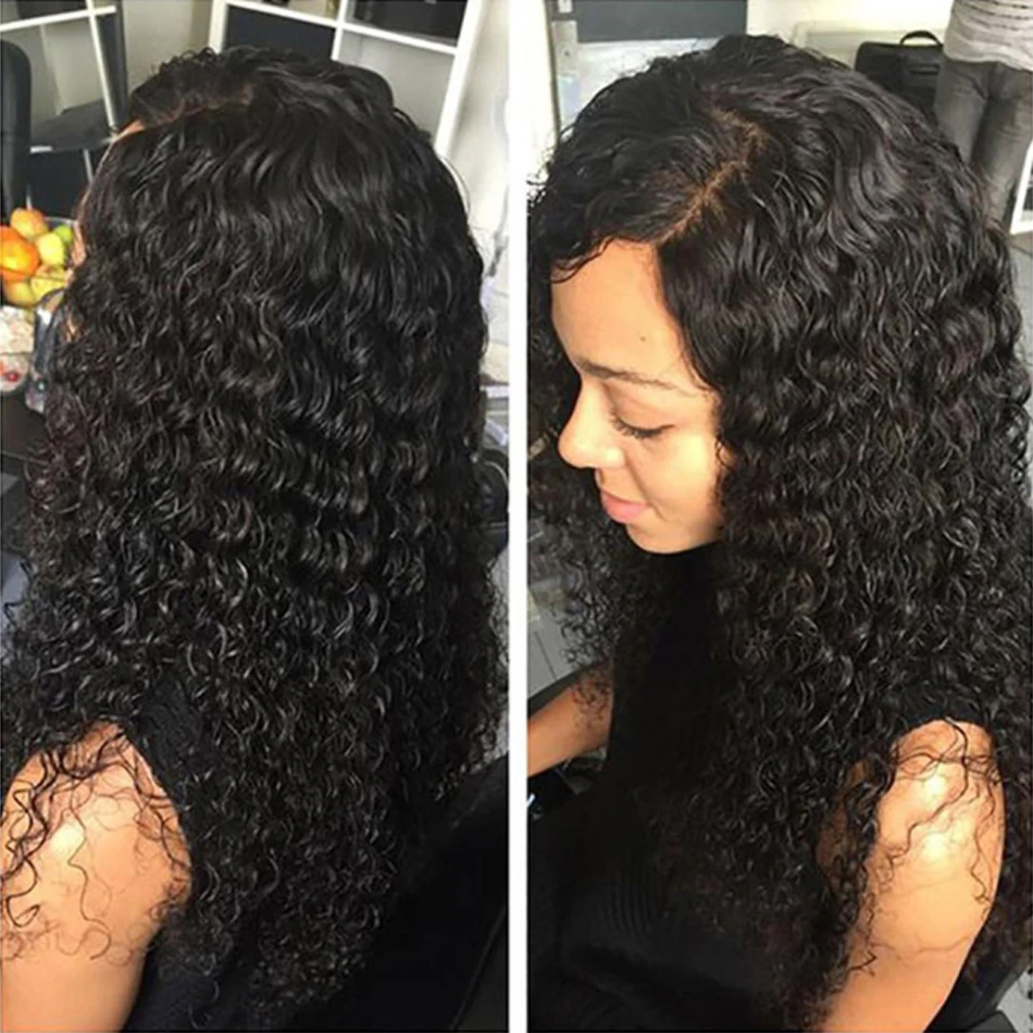 Парик из человеческих волос с глубокой волной парики кудрявых парик