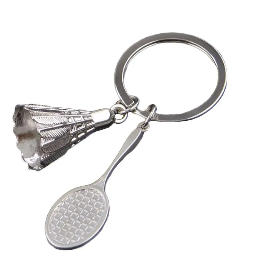 

Key Chain Badminton Racket Pendant Shock Proof Zinc Alloy Imitation Sports Key Pendant for Car