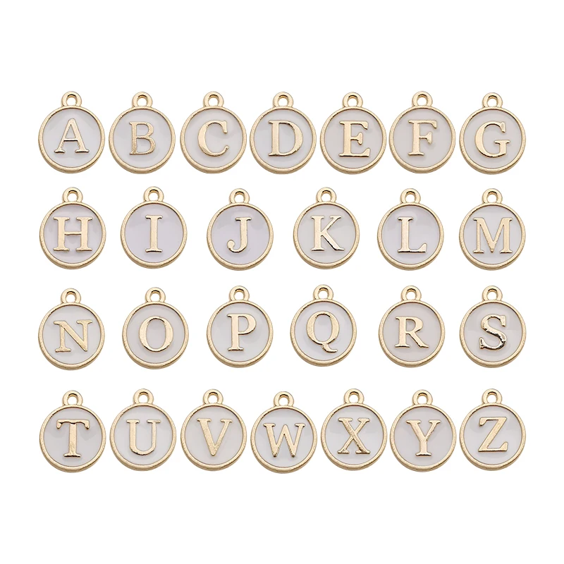 

26pcs Alphabet Charms 26 English Letters 10mm x 12mm DIY Jewelry Making Pendant Multi Color