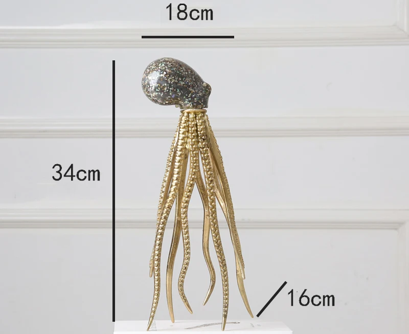 

Creative Marine Life Figurine Ornament Decoration Art Resin Golden Squid Stastue Home Furnishing Decorative Crafts Birthday Gift