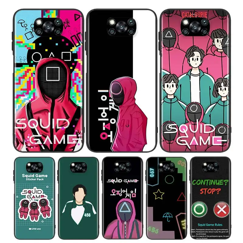 

Squid Game TV 456 For Xiaomi Play Mix 3 Civi A2 A1 6X 5X Poco X3 NFC F3 GT M3 M2 X2 F2 Pro C3 F1 Black Capa Phone Case