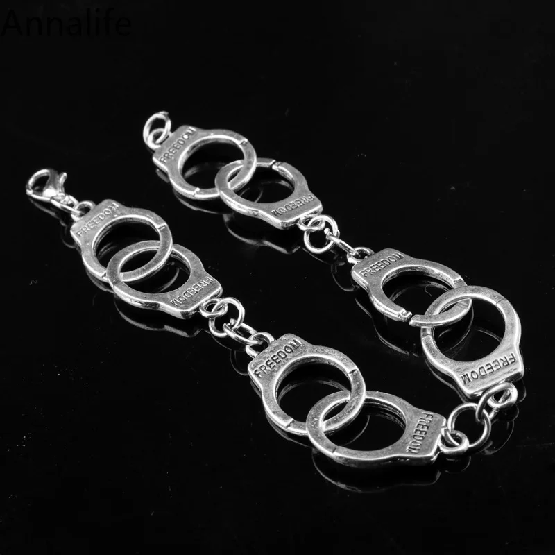 Новинка 2019 винтажные Подвески серебряного цвета полицейский браслет наручники и