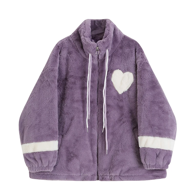 

Женская плюшевая куртка Taro, фиолетовая теплая Свободная куртка из искусственного меха для осени и зимы, 2710