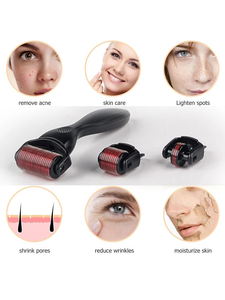 Derma роликовая система Microneedle комплект для лица корпус 0,25 мм титановая Замена Dermaroller Avec Micro Aiguilles Agulha Прямая
