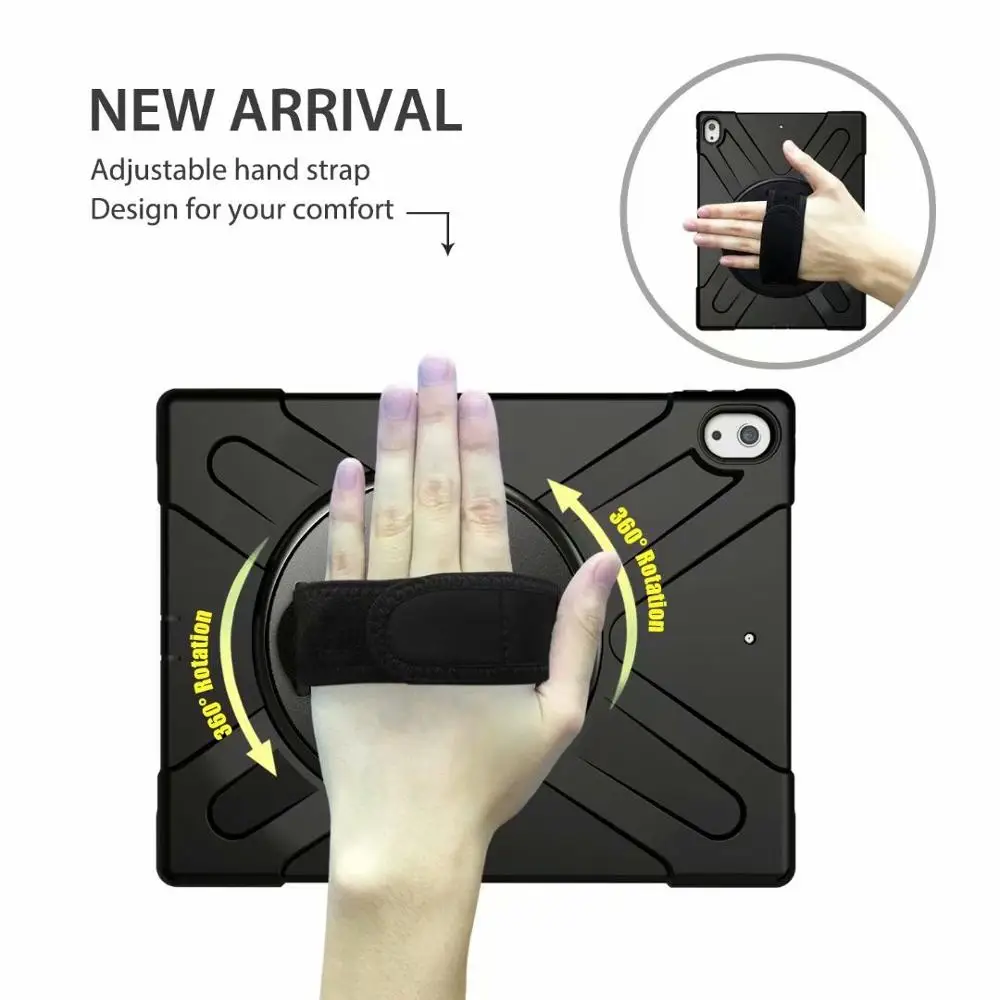 

Shockproof Heavy Duty Coque For iPad Pro 12.9 2018 Case 360 Rotating PC kids Pencil Holder Stand Cover For iPad Pro 12.9 Case