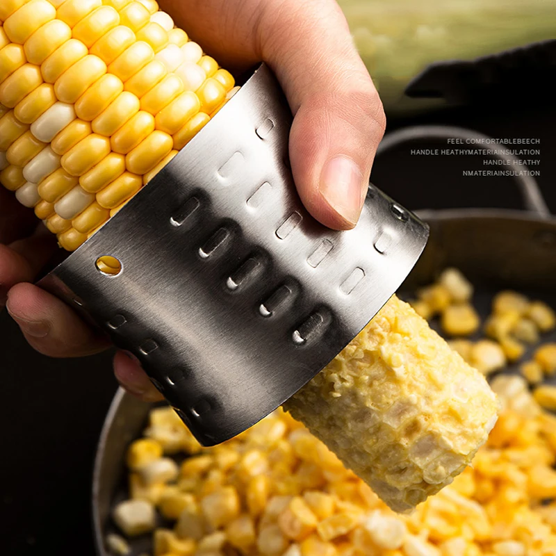 304 Stainless Steel Household Corn Planer Rotary Peeling Corn Thresher Practical Separator Kitchen Appliances Gadgets Durable