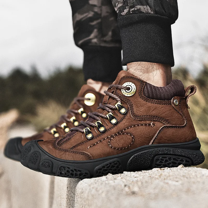 Ботинки мужские из 100% натуральной кожи очень теплая зимняя обувь утолщенная