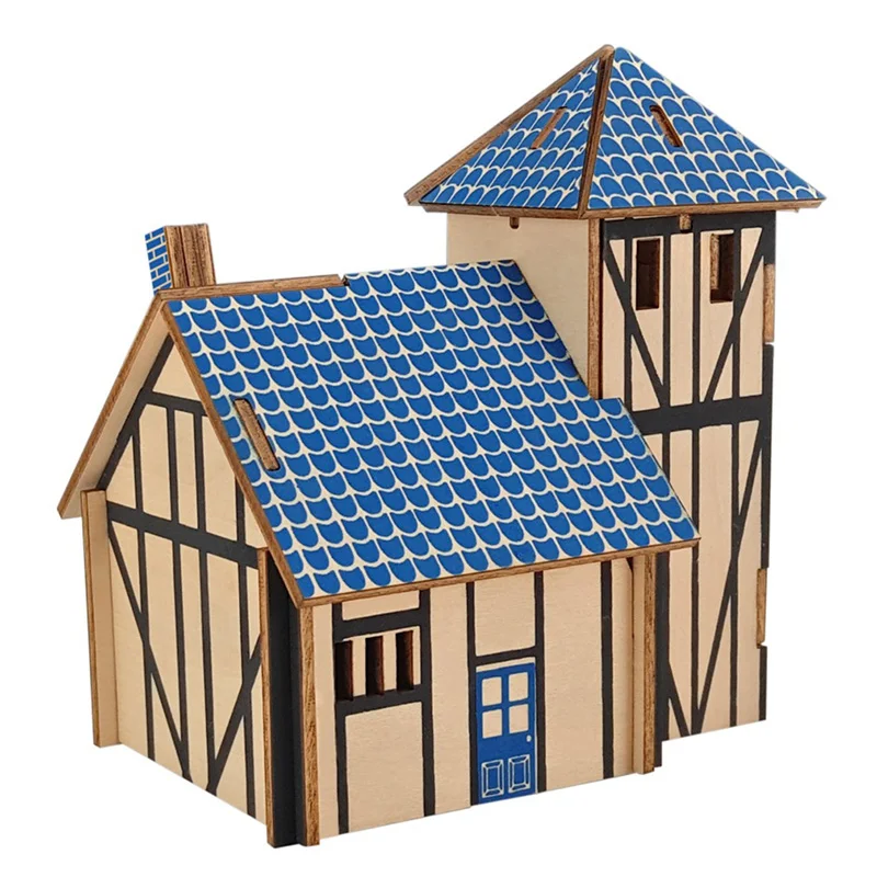 

DIY Attractive Cartoon Wood House 3D Puzzle Jigsaw Learning Educational Toys for Children Kids Craft Manualidades