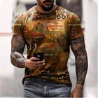 Футболка мужская, с коротким рукавом и круглым вырезом, в стиле ретро