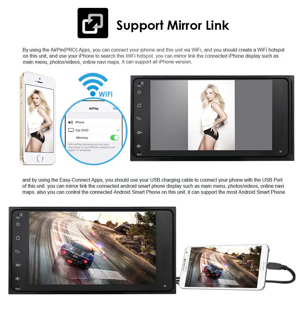 Универсальный Автомобильный мультимедийный плеер 2 + 16 дюймов стерео магнитола