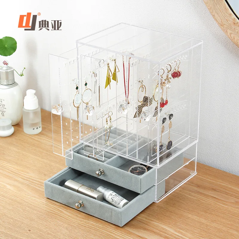 

Acrylic ear clip earring holder large capacity simple hanging jewelry storage and organization box