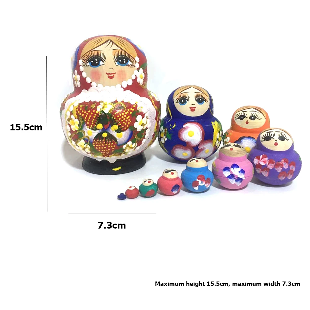

5 Layers Girls Dolls Set Matryoshka Children Early Learning Basswood Russian Nesting Supplies Handmade Decoration Ornaments