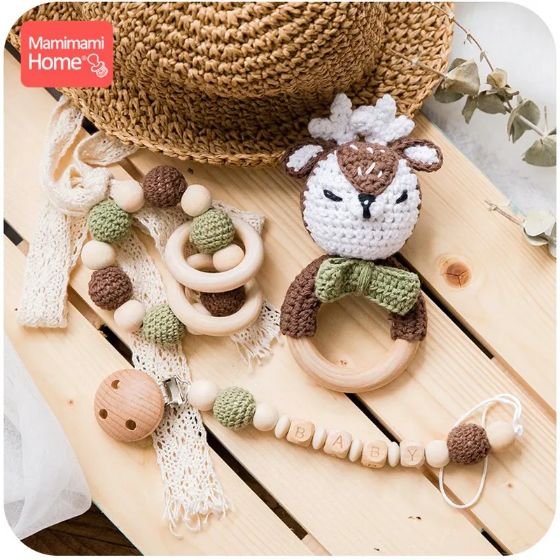 Детский деревянный Прорезыватель для зубов игрушки животных грызунов олень