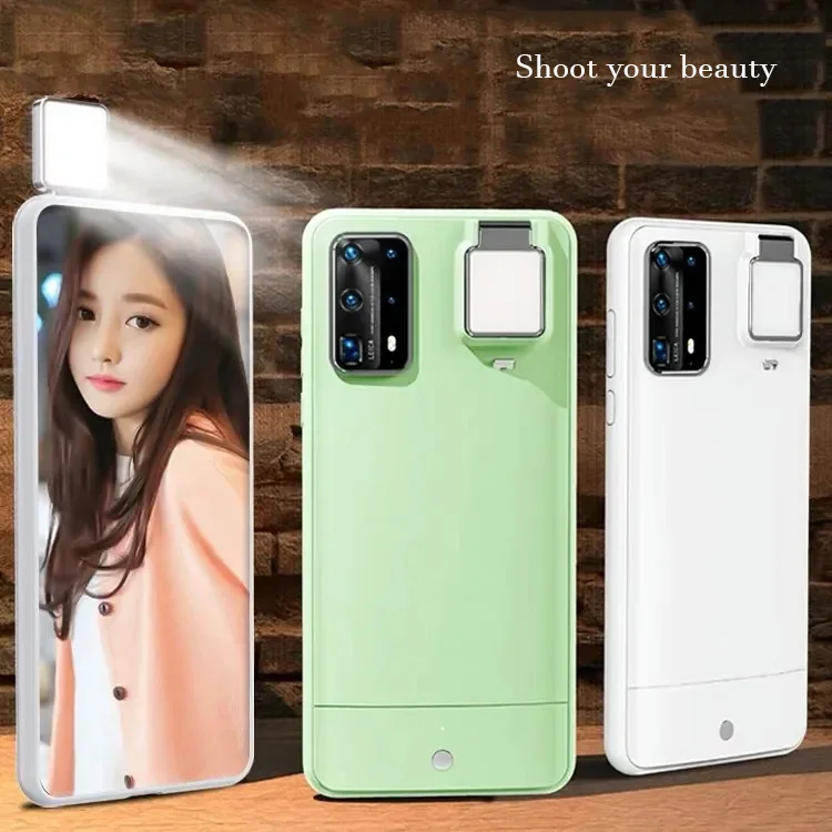 

For Huawei P20 P30 P40 Pro P40Pro+ Plus Luxury Ringlight Phone CoveTake Pictures LED Fill Light Phone Case Cover