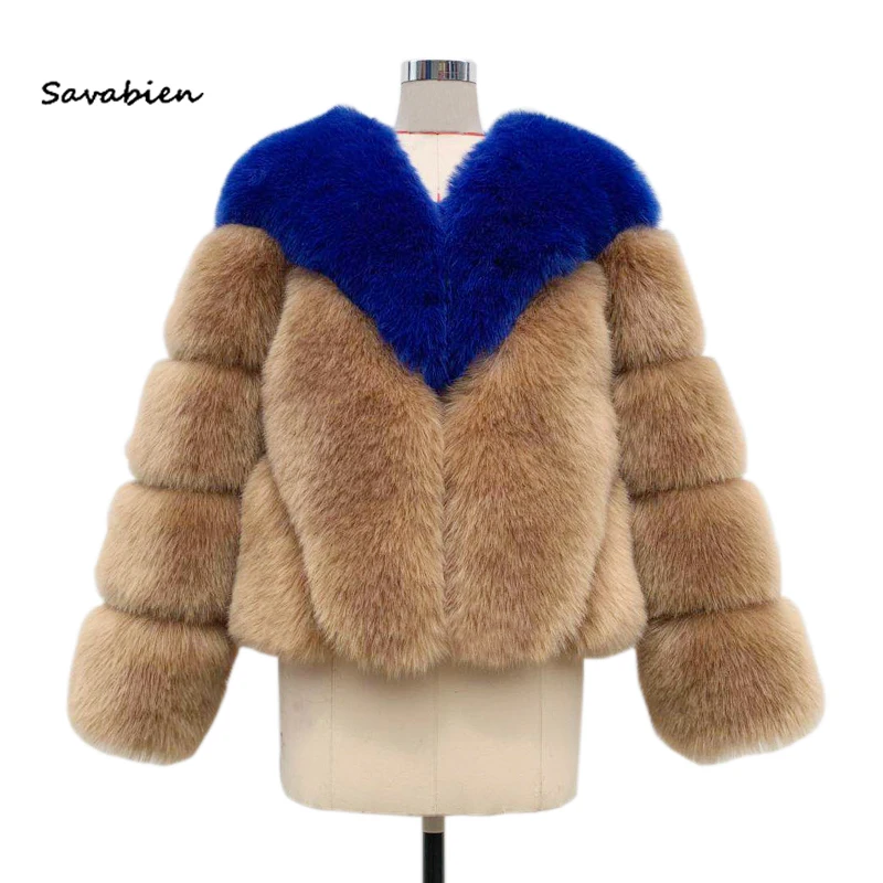 Savabien Luxury Warm Winter Faux Fur Coat Women Furry Soft Faux Fur Jackets New Ladies Fur Coats Parka Festival Streetwear