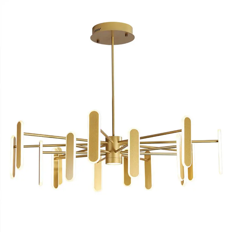 

Contemporary Simple Gold White Dimmable LED Multiple Head Chandelier for Bedroom Dining Living Room Restaurant Indoor Decor Lamp