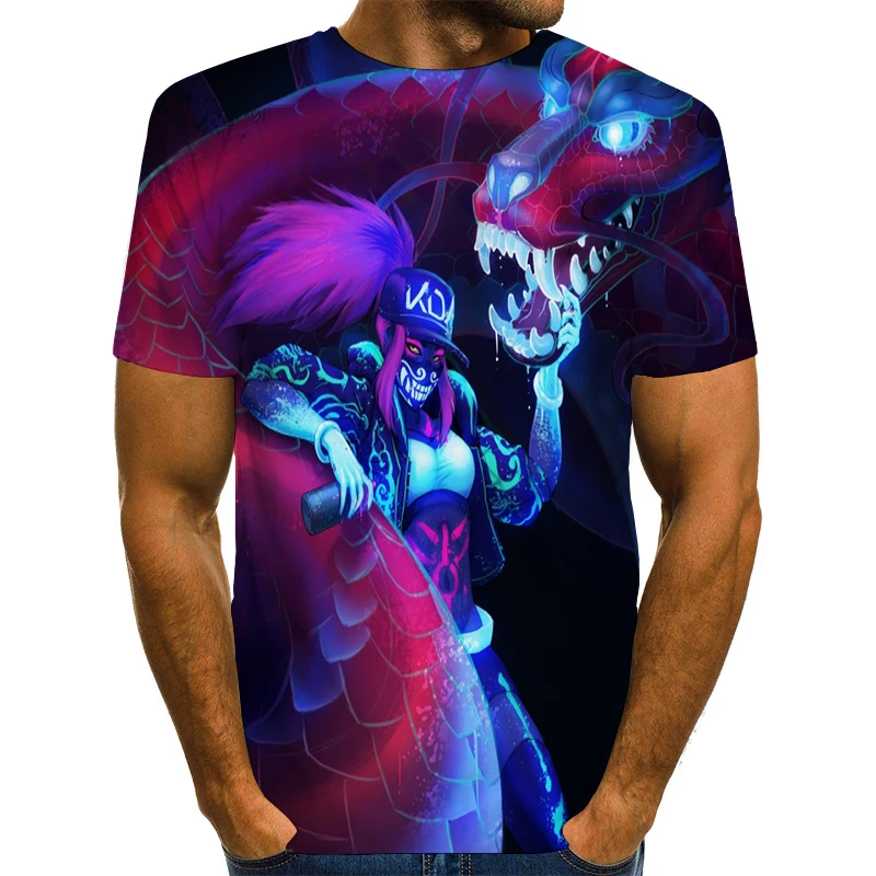 

UNEY League of legends Tee Shirt For Men US Size Shirt 3D Print T Shirt Tops Anime Top Tees