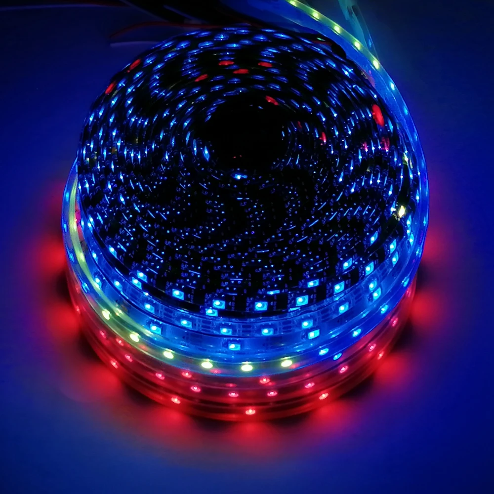 DC5V WS2812B Индивидуально адресуемая лента светодиодных ламп Luces Smart 5050 RGB черная белая печатная плата 3Pin 30 60 пикселей/м IP30 IP65 IP67 5M включена.