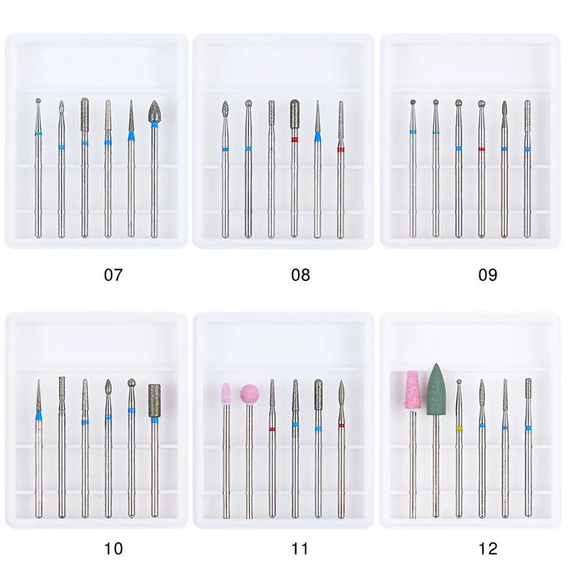 Набор керамических Алмазных фрез для маникюра набор из 6 насадок электрической