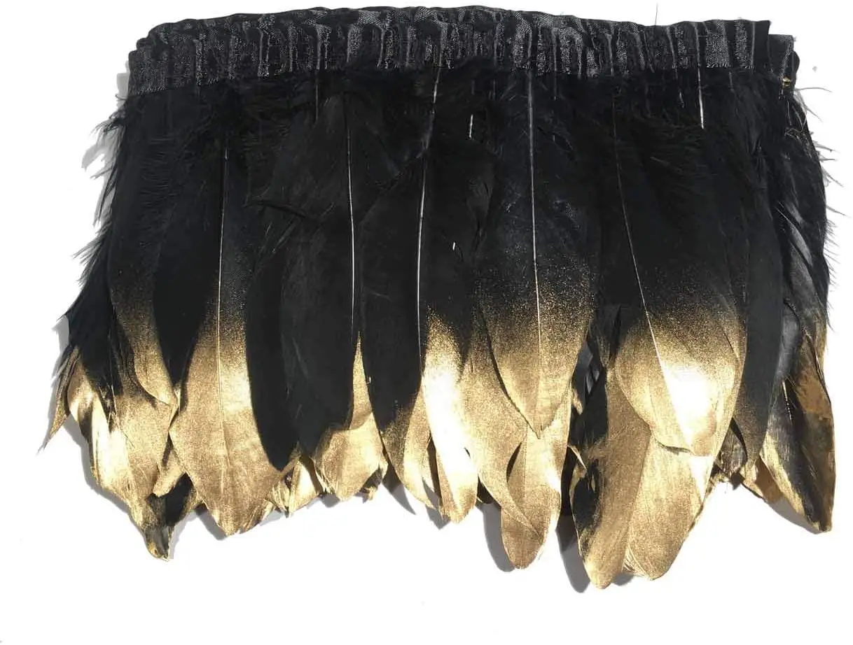 

Лента с бахромой и черными и белыми перьями, 2 м