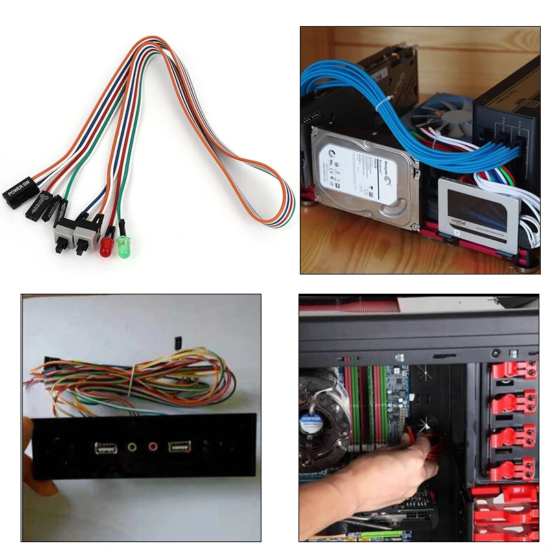 ПК чехол красный зеленый светодиодный светильник блок питания ATX Питание