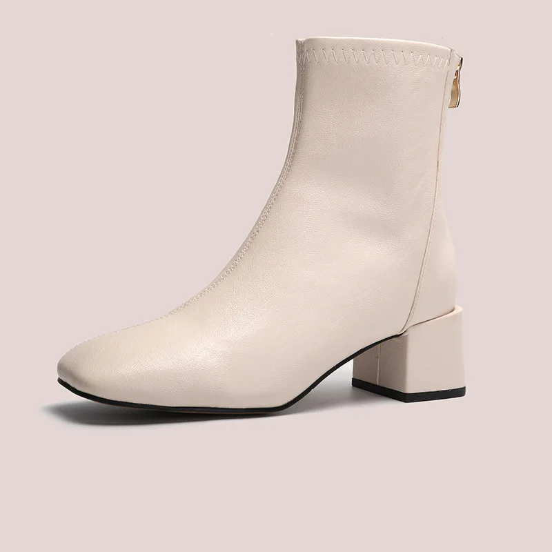 Women Low Square Heel Mid-Calf Boots Square Toe Evening Party Zip Shoes Fashion Ball 2021 Winter Lady Martins Boots 2-A-BT-1