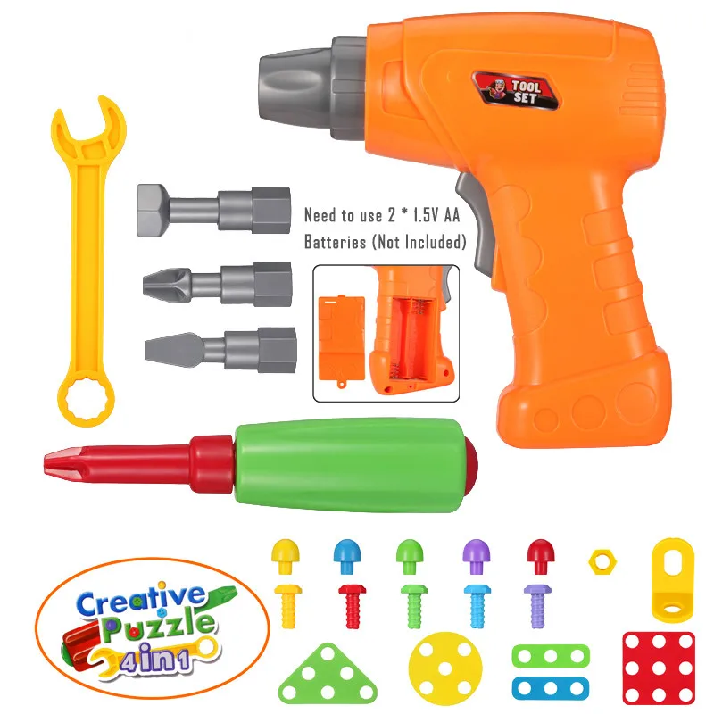 

Kids Toy Drill Parts DIY Screw Puzzle Accessories Building Toy ABS Plastic Block Puzzle Simulation Maintenance Tool Children Boy