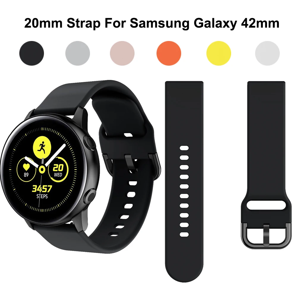 20 мм силиконовый ремешок для умных часов Samsung Galaxy watch active 2 40 44 браслет