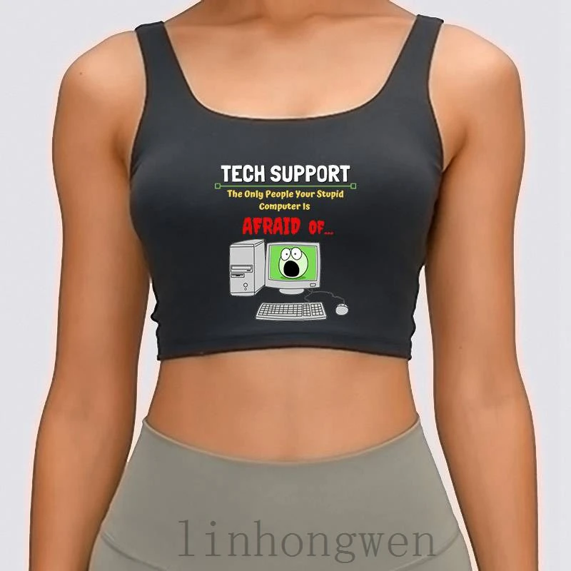 

Забавные Tech Поддержка тупой компьютер боится Для женщин майка тонкий Пользовательские Аутентичные Летний стиль S-XL милый топ