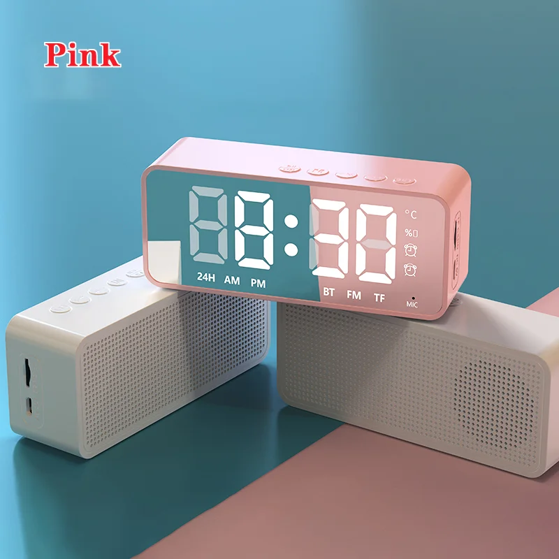 2022 Mini Wireless Bluetooth Speaker Dual Alarm Clock Portable Cannon Voice Broadcast the Card Instert Vehicular Audio System enlarge