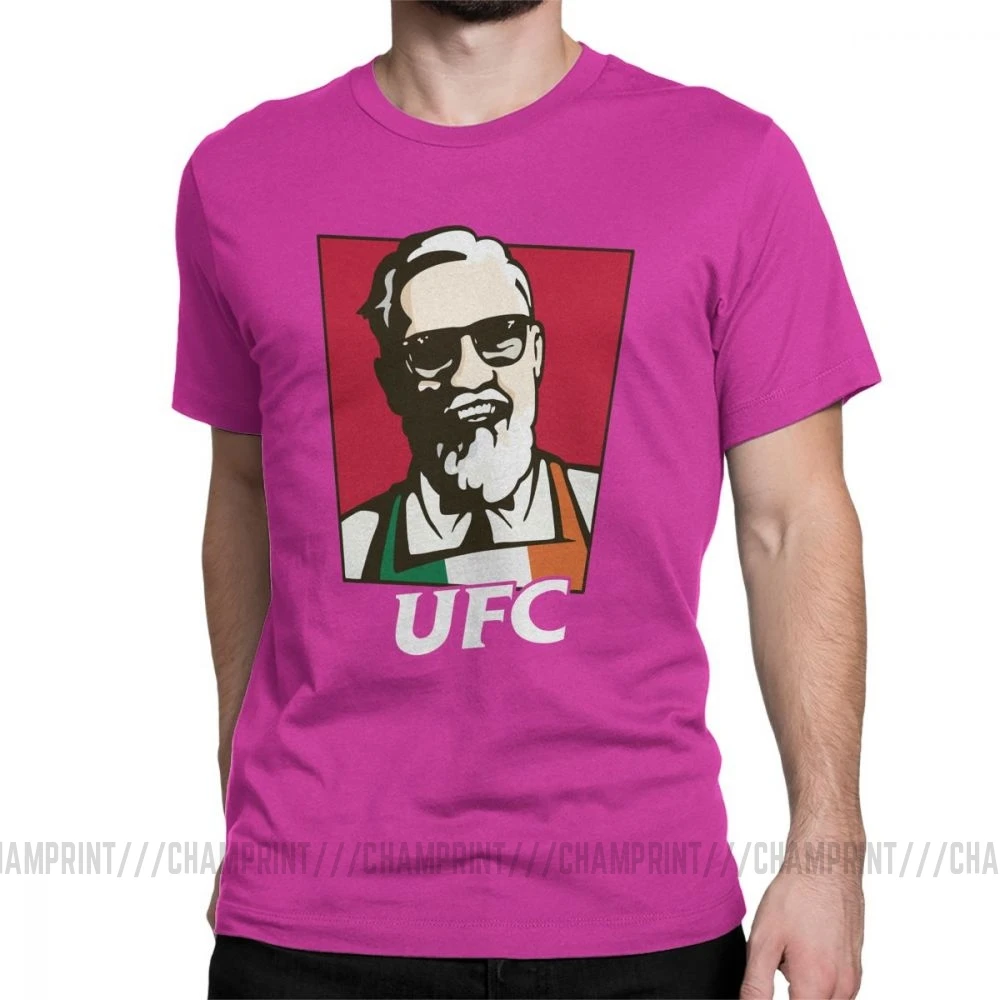 Король Конор Макгрегор MMA KFC креативная хипстерская футболка для мужчин с коротким рукавом топы серые футболки из чистого хлопка футболки с круглым вырезом - Цвет: Фуксия