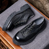 super recommand man heighten shoes genuine leather mixed colors men thick heel casual shoes western cool boy oxfords