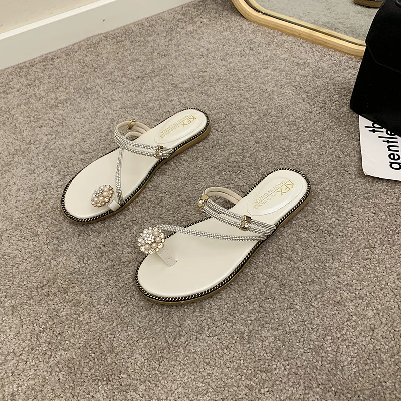 

Female Shoes Slippers Women Summer Low Platform Rubber Flip Flops Luxury Slides 2021 Flat Hawaiian Designer Hoof Heels PU Fabric