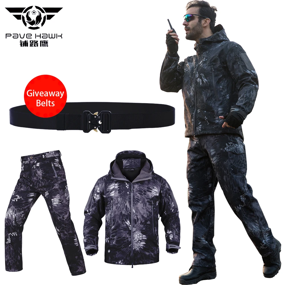 PAVEHAWK камуфляжная ветровка Водонепроницаемый флисовая мягкая куртка для мужчин