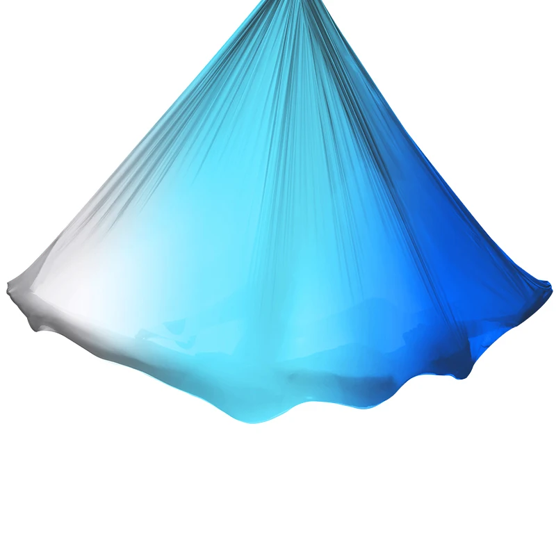 Blue light color Новинка, 5 м, Воздушный Гамак для йоги, фарик, высокое качество, градационные цвета, воздушный шелк, низкая Растяжка, Антигравитационное оборудование для йоги - Цвет: Blue light color