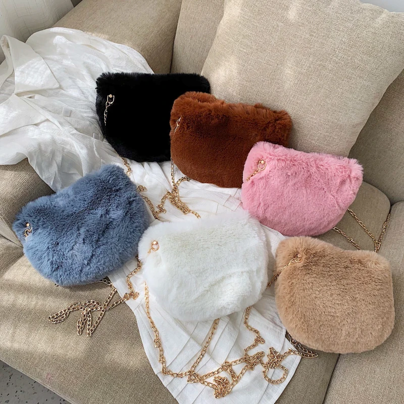Женская зимняя мини сумка с мехом и искусственным модная мессенджер женский