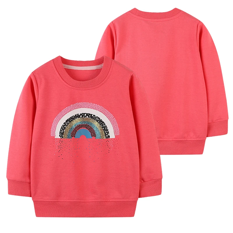 

2-8Yrs Autumn Sweatshirts New Baby Girls Brand Clothes Stripe Rainbow Applique Toddler Sweatshirts Cotton Kids Girl Outfits