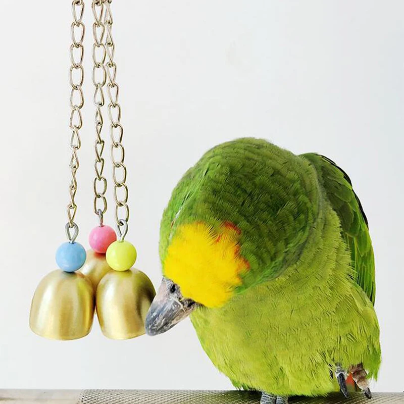 Cockatiel Parrot Toys Steel Hanging Bell Cage for Parrots Bird Squirrel Funny Chain Swing Toy Pet Supplies | Дом и сад
