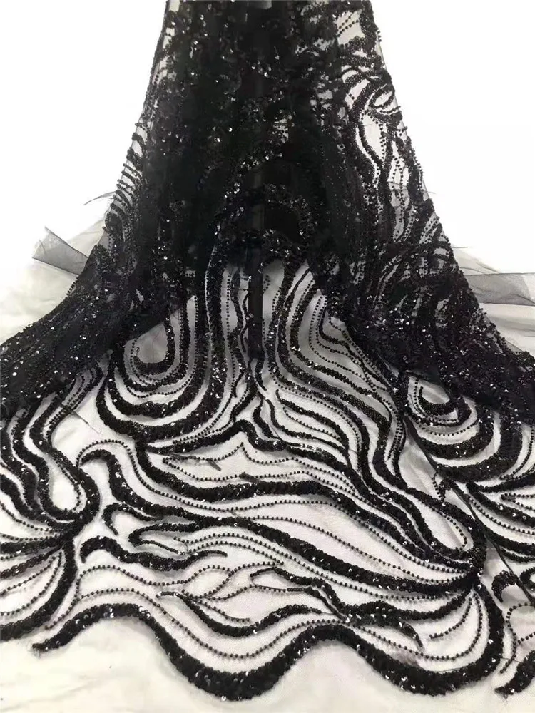 Высокое качество бусинки блестки вышитое Африканское кружево французское