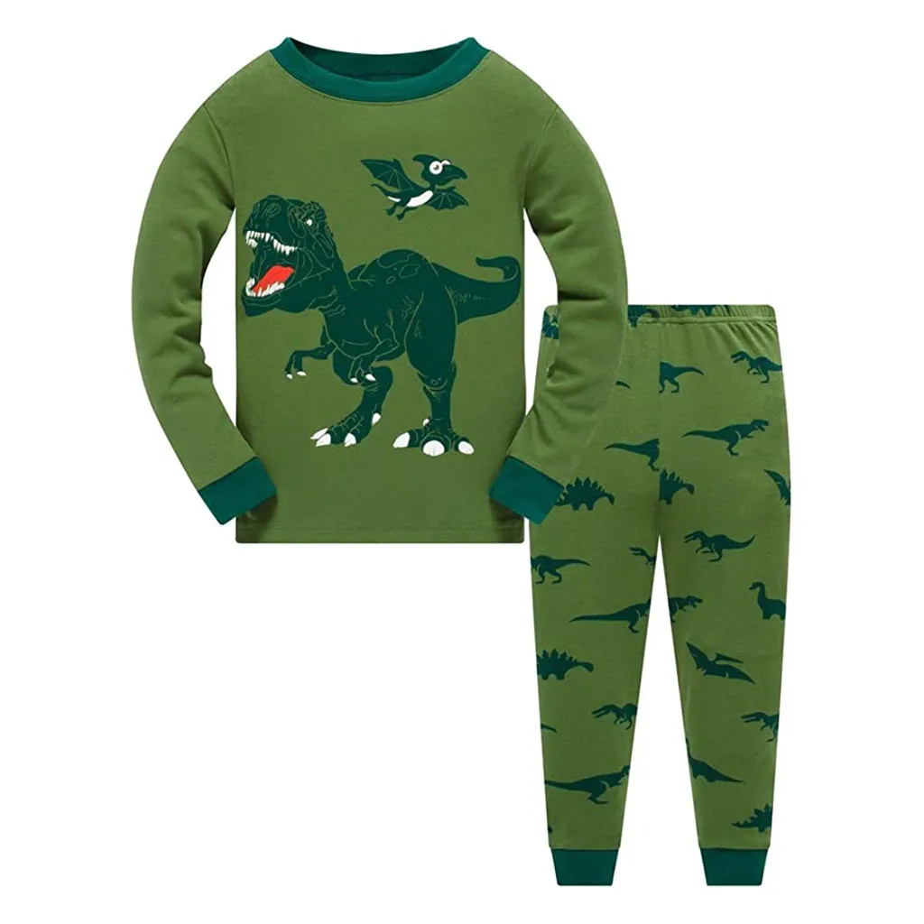 

pajamas for children christmas pajamas Toddler Kids Boys Pajamas Cotton Dinosaur Sleepwear T shirt Tops Pants Set Kids' Things