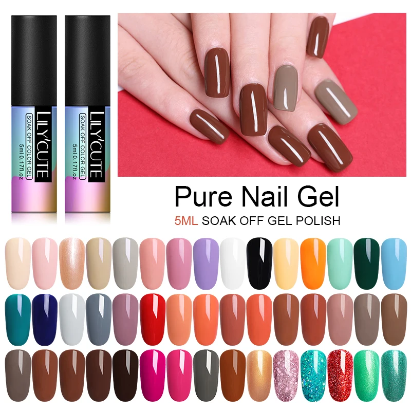 LILYCUTE гель лак для ногтей 5 мл гели Цвет УФ светодиодный Гель Ногтей Стойкий