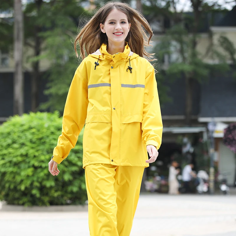 

Waterproof Women Rainwear Suit Men Reusable Fashion Rain Jacket Hiking Wet Weather Gear Veste Pluie Raincoat with Hood EB50YY