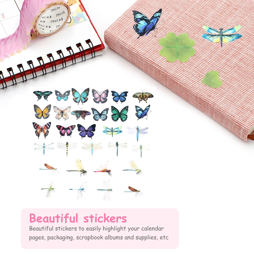 

2 Sets/60pcs Decorative Scrapbook Stickers DIY Crafting Stickers Note Stickers