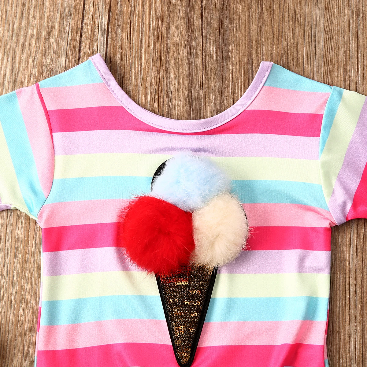 Летняя детская футболка для девочек на день рождения с принтом мороженого