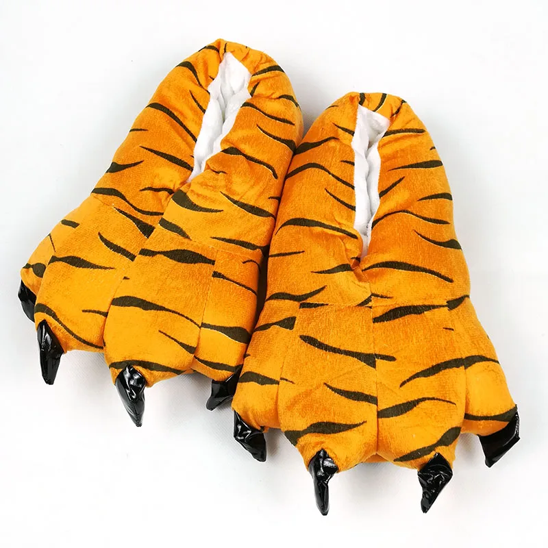 Домашние теплые плюшевые тапочки в виде лап на осень и зиму женские мужские