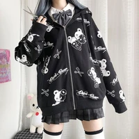 thin gothic sweatshirt black zip up hoodie fashion autumn clothes women hoodies korean long sleeve emo pullover hoodie for girl
