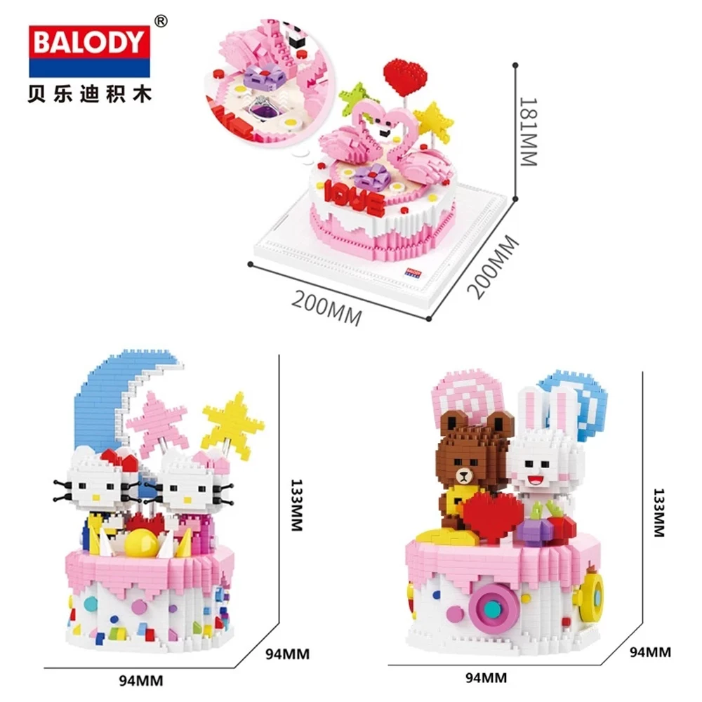 

Balody Mini Blocks Birthday Wedding Cake Model Food Flamingo Animal Cartoon Bear Diamond Building Bricks Toys for kids Xmas Gift
