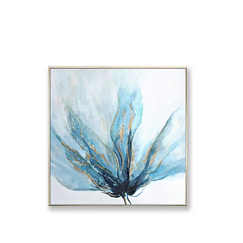 Картины с голубыми цветами для украшения дома ручная работа акриловая картина