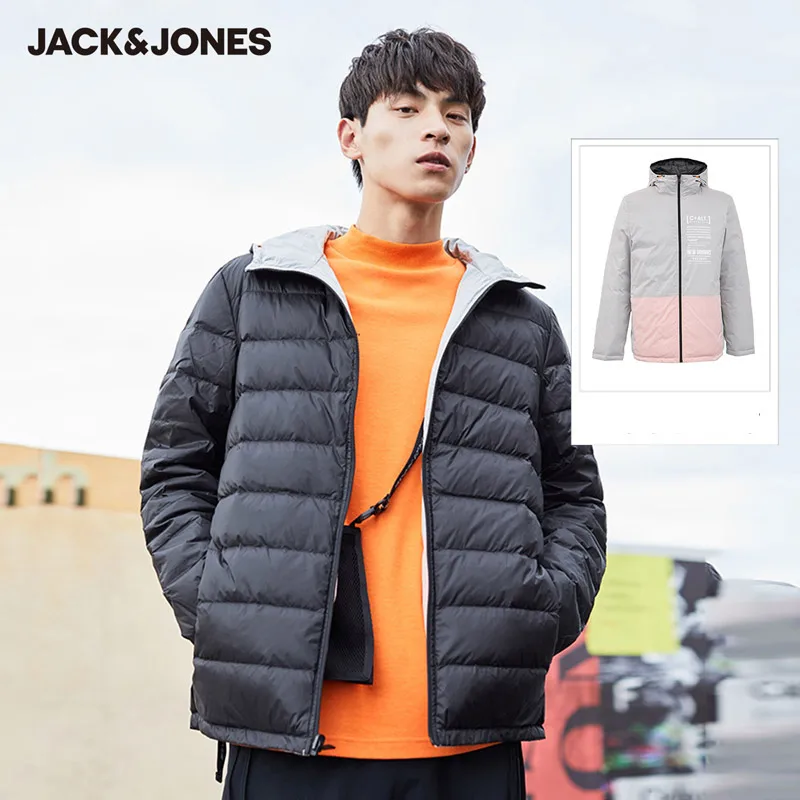 JackJones новый модный мужской контрастный двусторонний короткий пуховик Мужская